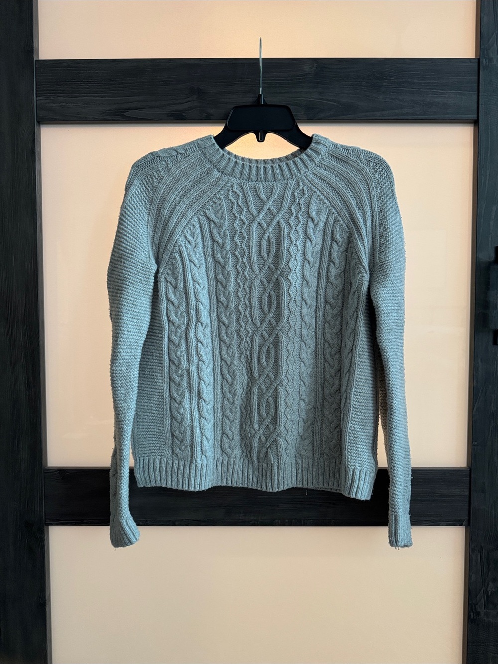 Able Light Gray Cable-Knit Crewneck Sweater